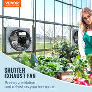 Shutter Exhaust Fan, 406 mm High-speed 1400RPM 1506 CFM, Aluminum Wall Mount Attic Fan with AC-motor, V952-BYCSPQSDJAC16NRV5V3