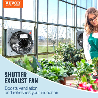 Shutter Exhaust Fan, 406 mm High-speed 1400RPM 1506 CFM, Aluminum Wall Mount Attic Fan with AC-motor, V952-BYCSPQSDJAC16NRV5V3