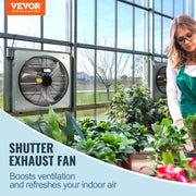 Shutter Exhaust Fan, 610 mm High-speed 1400RPM 2892 CFM, Aluminum Wall Mount Attic Fan with AC-motor, V952-BYCSPQSDJAC2421TSV3