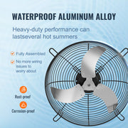 Shutter Exhaust Fan, 610 mm High-speed 1400RPM 2892 CFM, Aluminum Wall Mount Attic Fan with AC-motor, V952-BYCSPQSDJAC2421TSV3