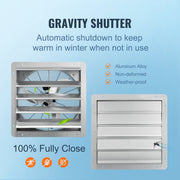 Shutter Exhaust Fan, 610 mm High-speed 1400RPM 2892 CFM, Aluminum Wall Mount Attic Fan with AC-motor, V952-BYCSPQSDJAC2421TSV3