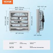 Shutter Exhaust Fan, 610 mm High-speed 1400RPM 2892 CFM, Aluminum Wall Mount Attic Fan with AC-motor, V952-BYCSPQSDJAC2421TSV3