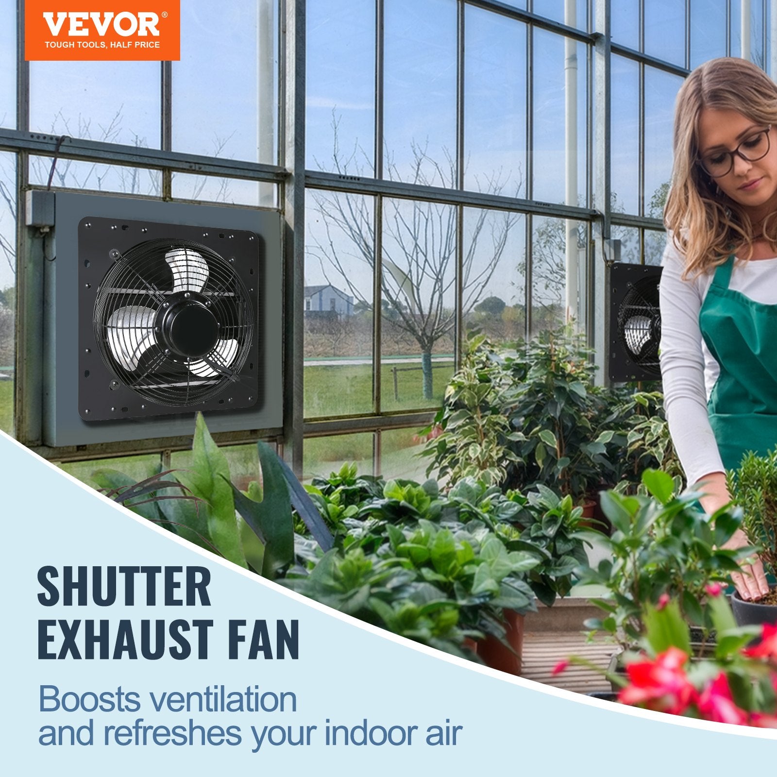 Shutter Exhaust Fan, 254mm / 10inch with Temperature Humidity Controller, EC-motor, 843 CFM, Variable Speed V952-BYCSPQSDJEC10VE89V3