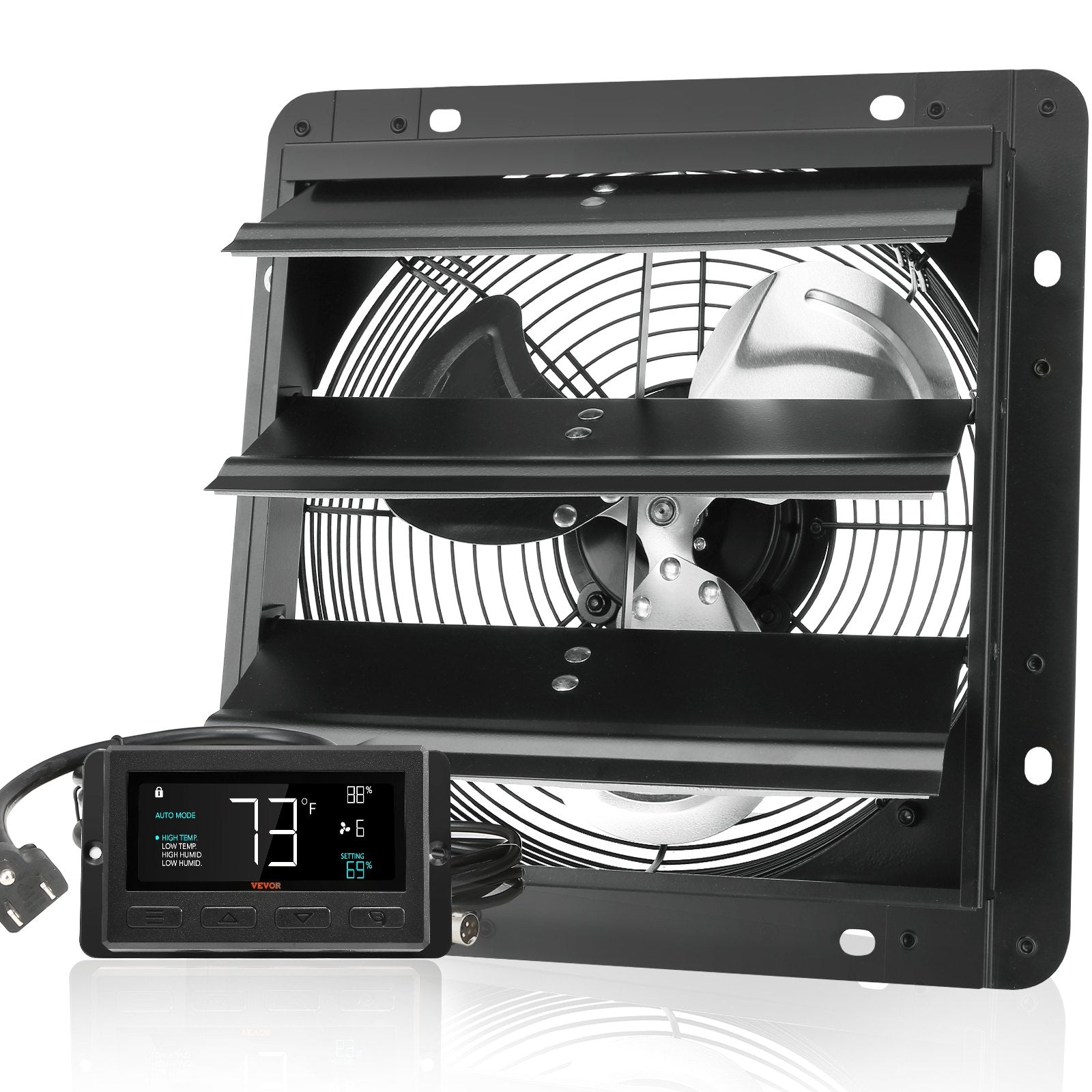 Shutter Exhaust Fan, 254mm / 10inch with Temperature Humidity Controller, EC-motor, 843 CFM, Variable Speed V952-BYCSPQSDJEC10VE89V3