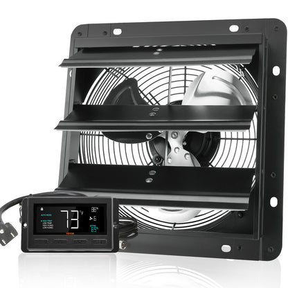Shutter Exhaust Fan, 254mm / 10inch with Temperature Humidity Controller, EC-motor, 843 CFM, Variable Speed V952-BYCSPQSDJEC10VE89V3