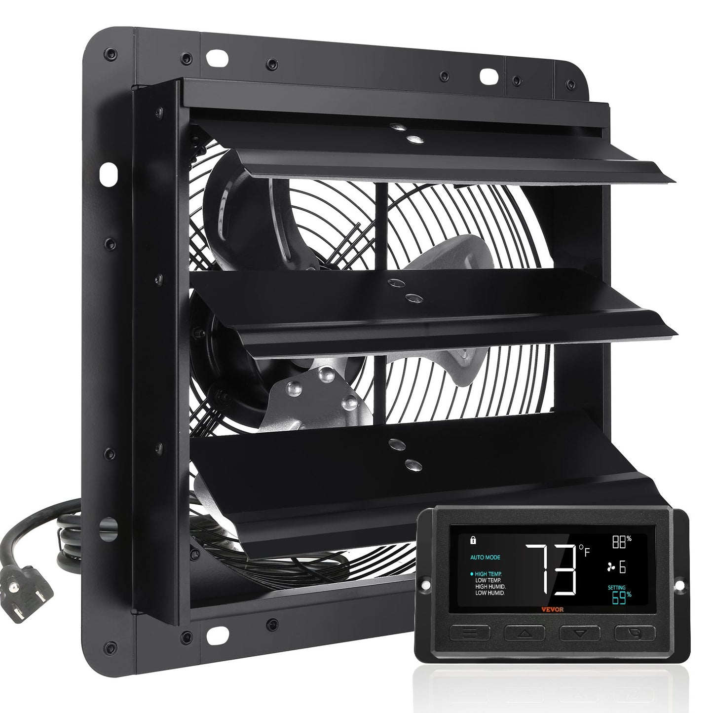 Shutter Exhaust Fan, 254mm / 10inch with Temperature Humidity Controller, EC-motor, 843 CFM, Variable Speed V952-BYCSPQSDJEC10VE89V3