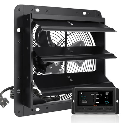 Shutter Exhaust Fan, 254mm / 10inch with Temperature Humidity Controller, EC-motor, 843 CFM, Variable Speed V952-BYCSPQSDJEC10VE89V3