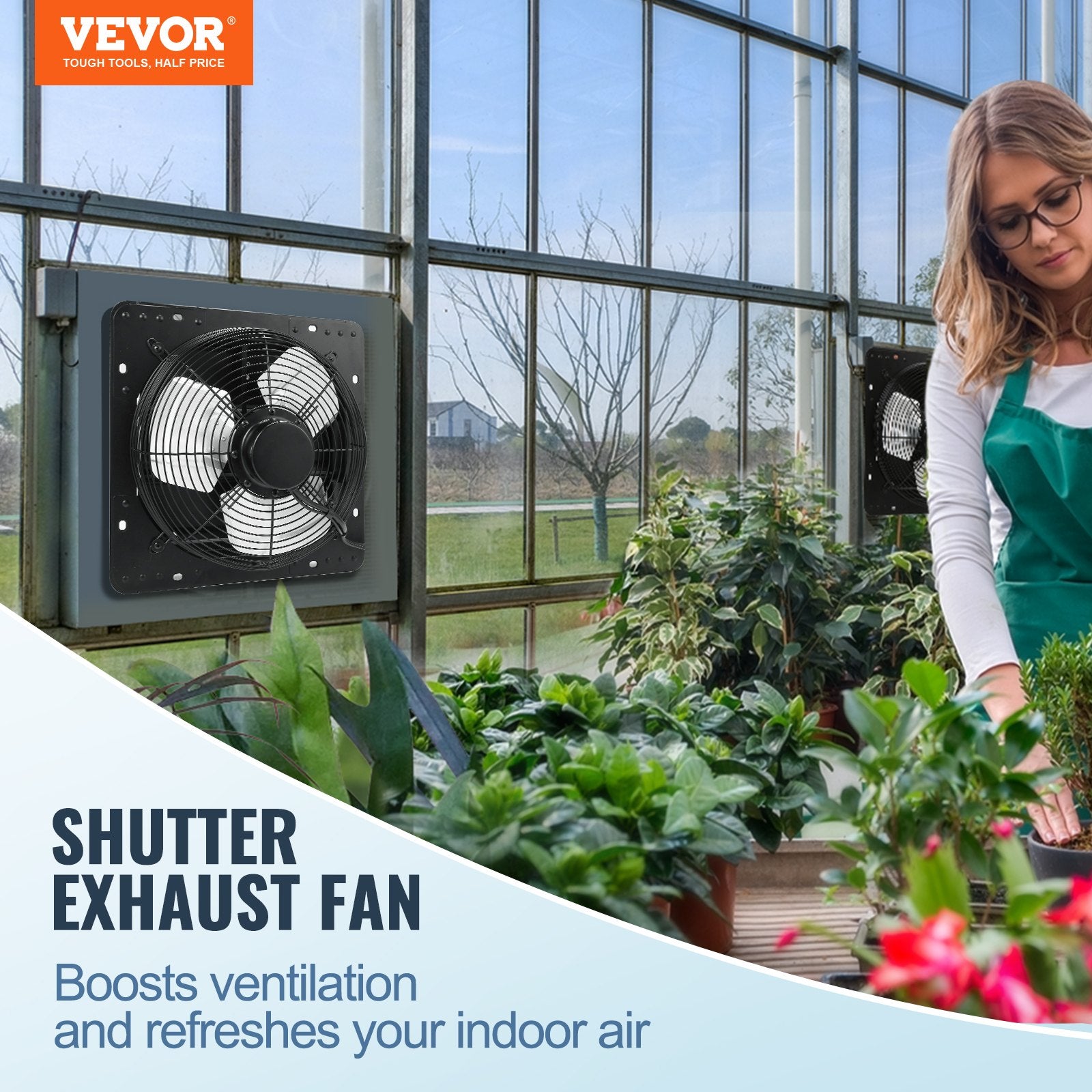 Shutter Exhaust Fan, 305 mm /12 inch with Temperature Humidity Controller, EC-motor, 904 CFM, Variable Speed V952-BYCSPQSDJEC12J2DNV3