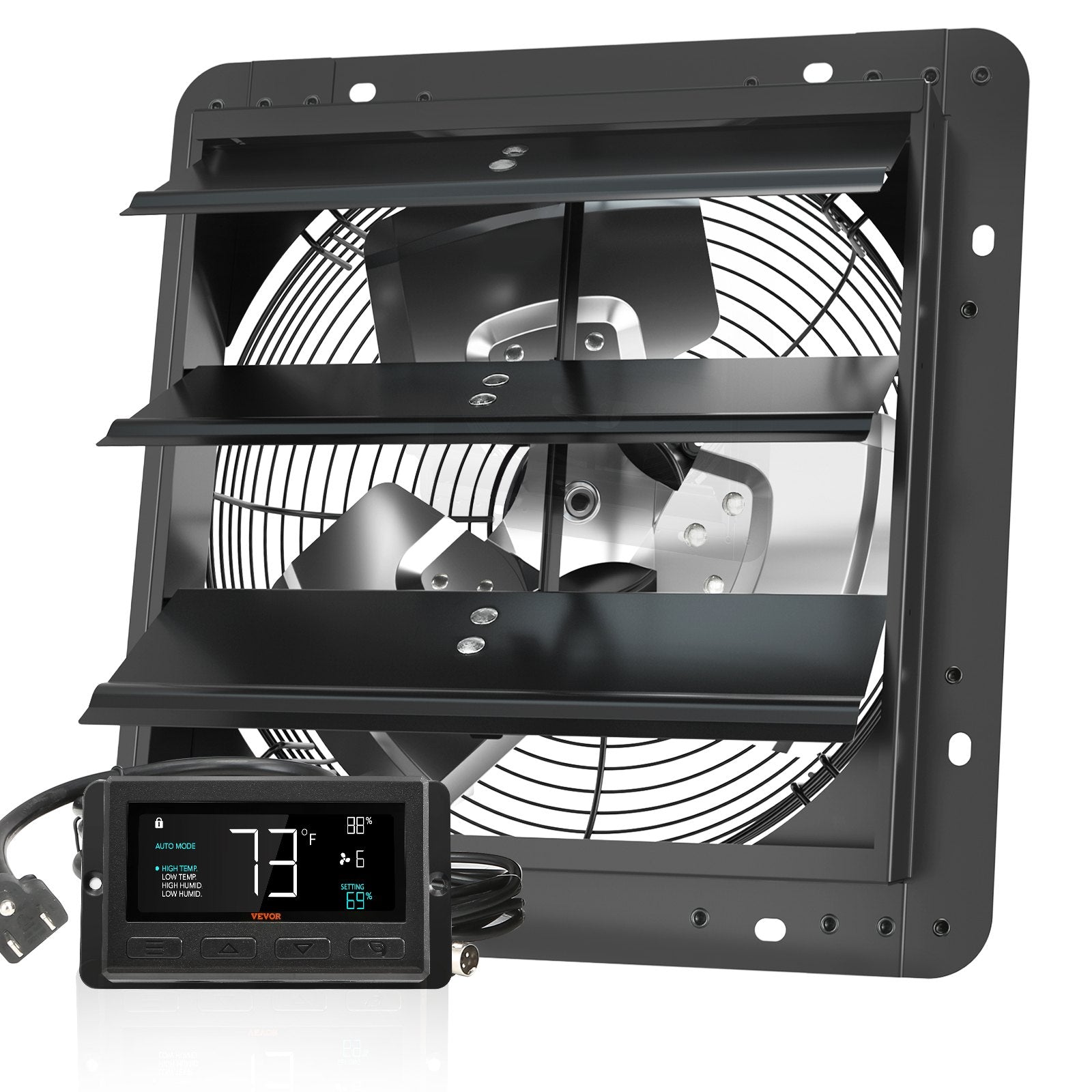 Shutter Exhaust Fan, 305 mm /12 inch with Temperature Humidity Controller, EC-motor, 904 CFM, Variable Speed V952-BYCSPQSDJEC12J2DNV3