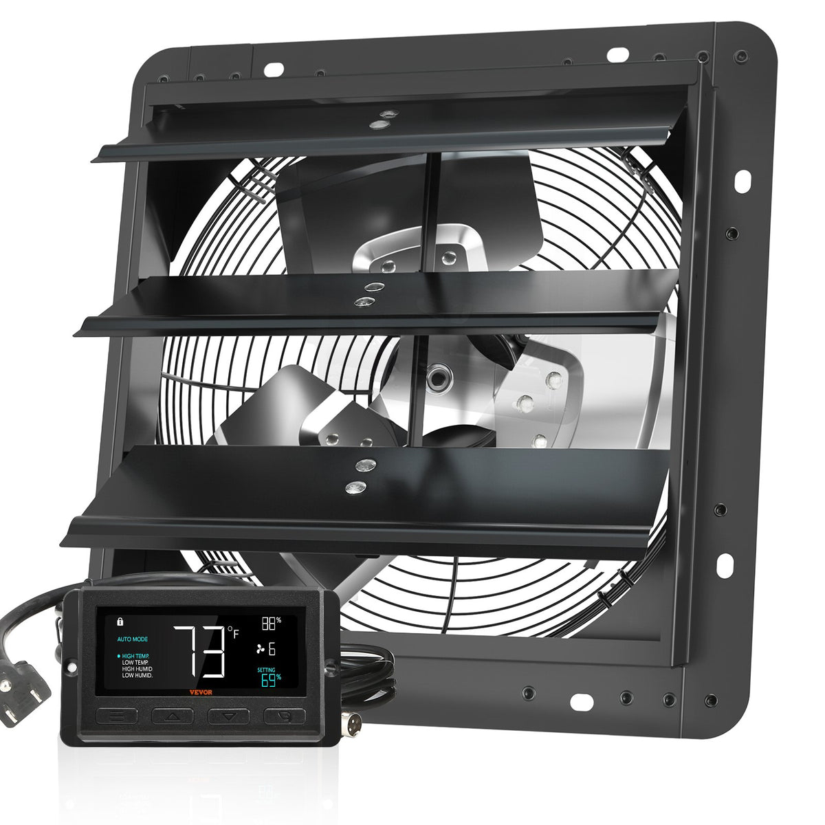 Shutter Exhaust Fan, 305 mm /12 inch with Temperature Humidity Controller, EC-motor, 904 CFM, Variable Speed V952-BYCSPQSDJEC12J2DNV3