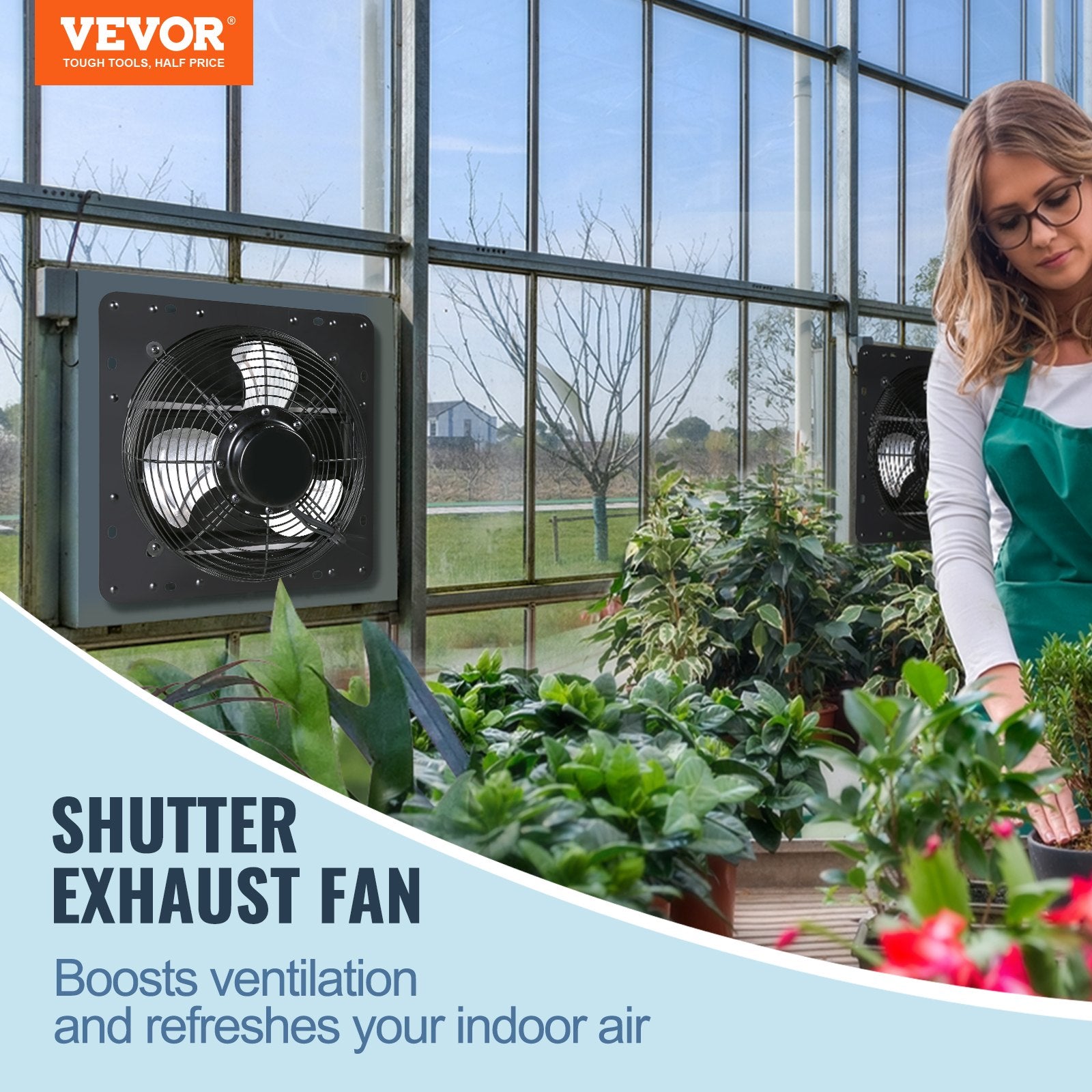 Shutter Exhaust Fan, 356 mm / 14inch with Temperature Humidity Controller, EC-motor, 1024 CFM, Variable Speed V952-BYCSPQSDJEC14Y5NAV3
