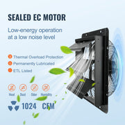 Shutter Exhaust Fan, 356 mm / 14inch with Temperature Humidity Controller, EC-motor, 1024 CFM, Variable Speed V952-BYCSPQSDJEC14Y5NAV3
