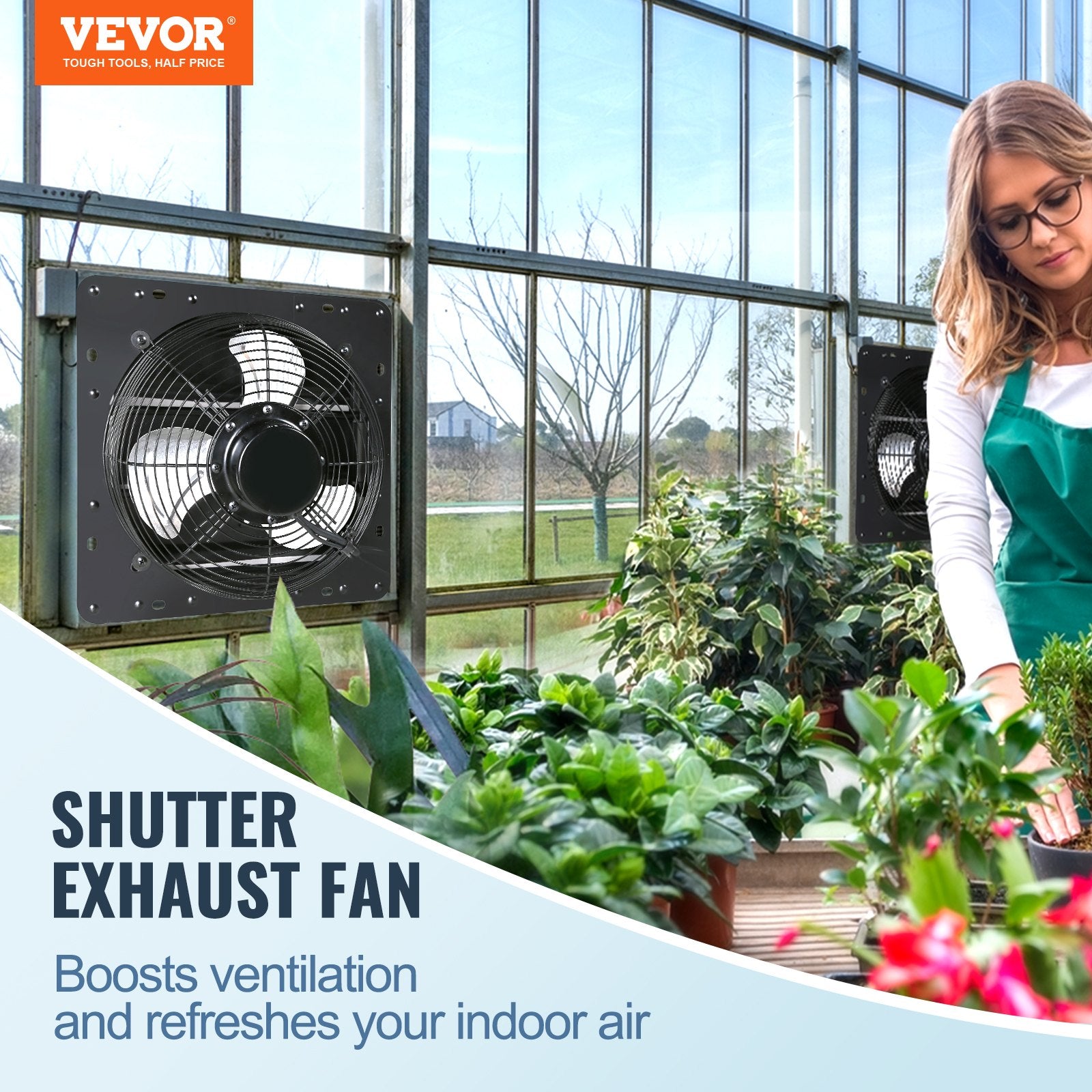 Shutter Exhaust Fan, 406 mm /16inch with Temperature Humidity Controller, EC-motor, 1747 CFM, Variable Speed V952-BYCSPQSDJEC16PFKWV3