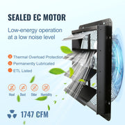 Shutter Exhaust Fan, 406 mm /16inch with Temperature Humidity Controller, EC-motor, 1747 CFM, Variable Speed V952-BYCSPQSDJEC16PFKWV3