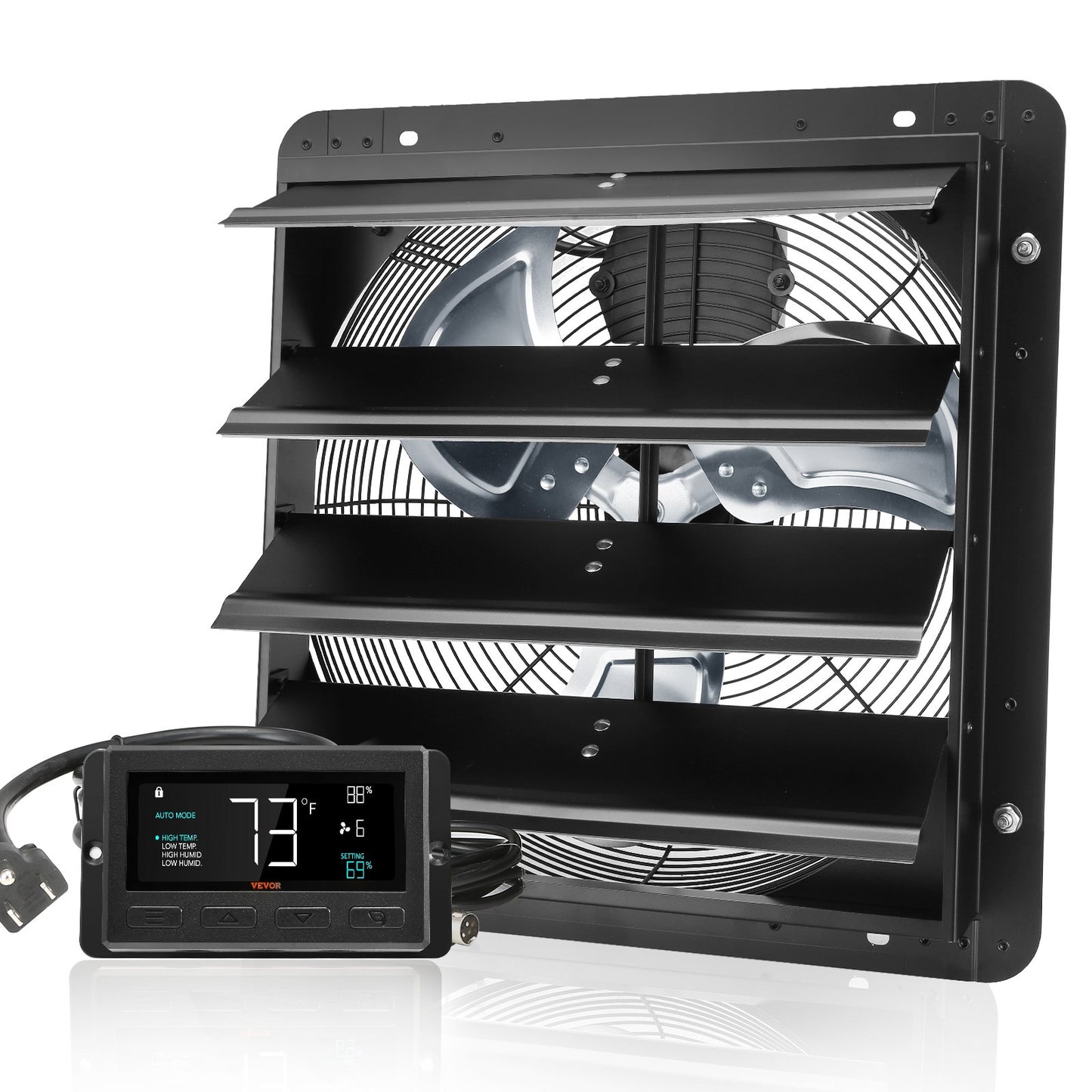 Shutter Exhaust Fan, 406 mm /16inch with Temperature Humidity Controller, EC-motor, 1747 CFM, Variable Speed V952-BYCSPQSDJEC16PFKWV3
