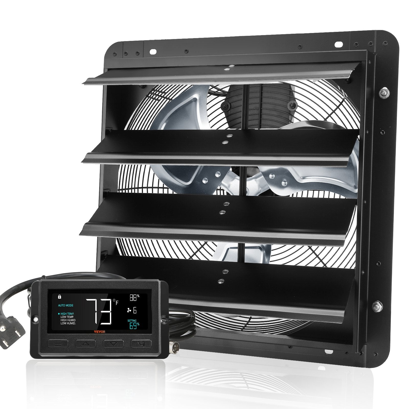 Shutter Exhaust Fan, 406 mm /16inch with Temperature Humidity Controller, EC-motor, 1747 CFM, Variable Speed V952-BYCSPQSDJEC16PFKWV3