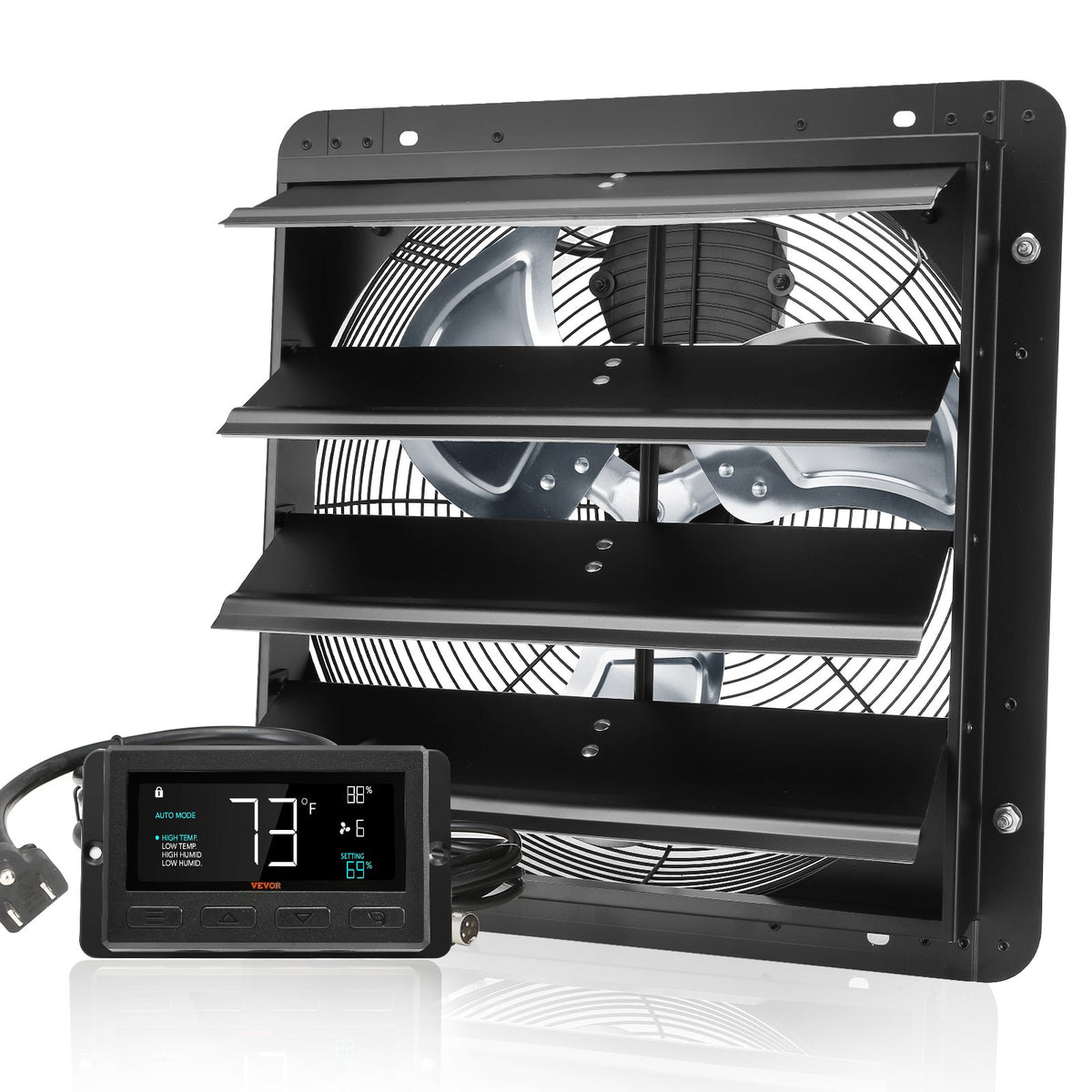 Shutter Exhaust Fan, 406 mm /16inch with Temperature Humidity Controller, EC-motor, 1747 CFM, Variable Speed V952-BYCSPQSDJEC16PFKWV3