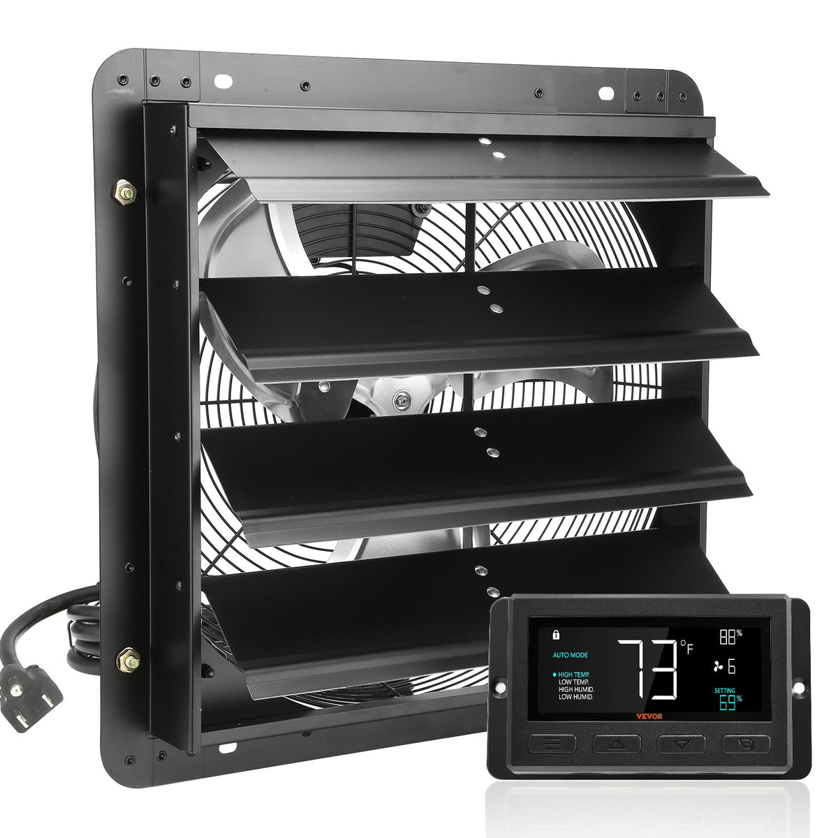 Shutter Exhaust Fan, 406 mm /16inch with Temperature Humidity Controller, EC-motor, 1747 CFM, Variable Speed V952-BYCSPQSDJEC16PFKWV3