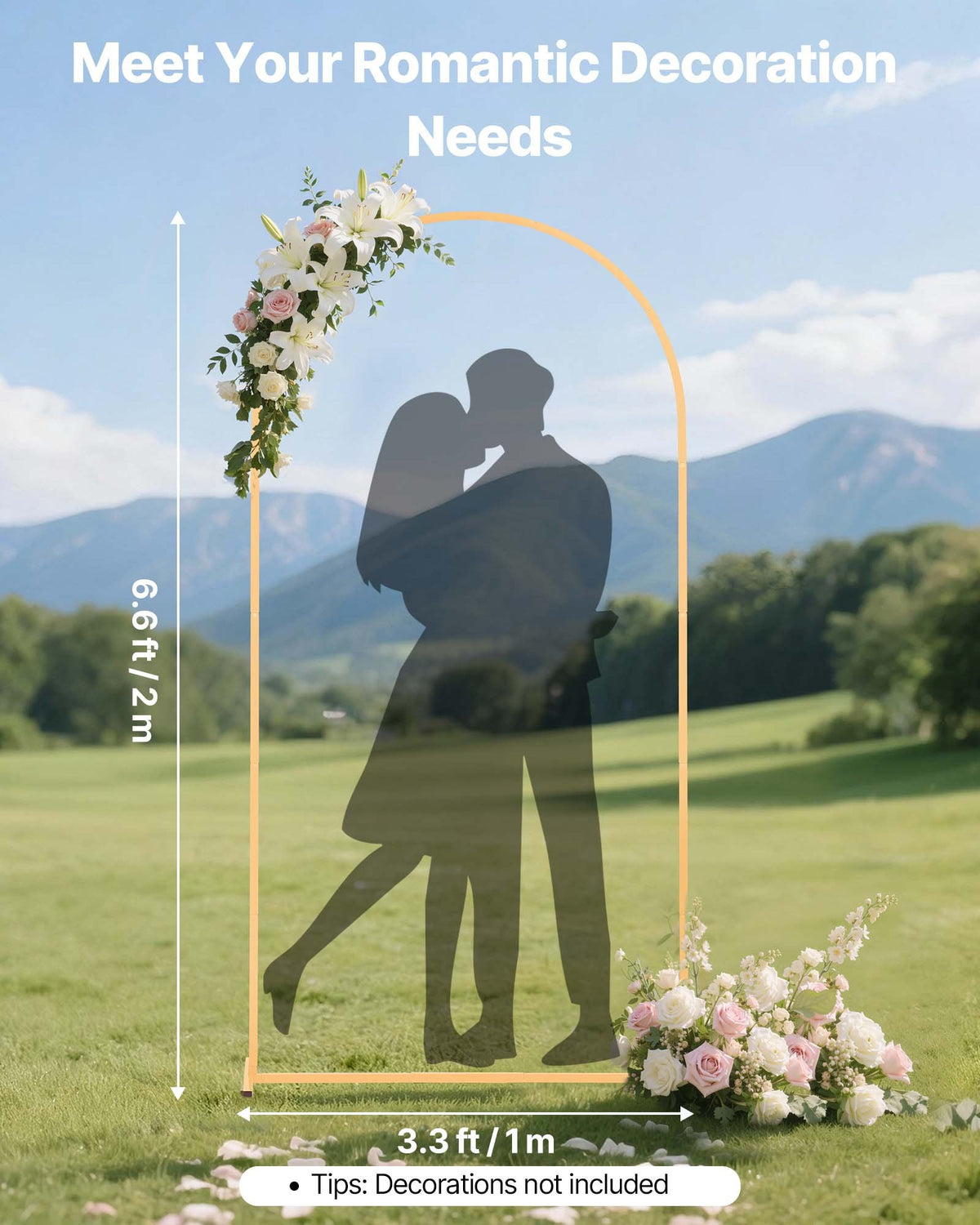 Arch Backdrop Stand, 2 x 1 m, Stable Structure, Easy Assembly, 1 Set Gold Metal Arch Backdrop Stand for V952-BYDGMJDJT66FVMQ73001V0