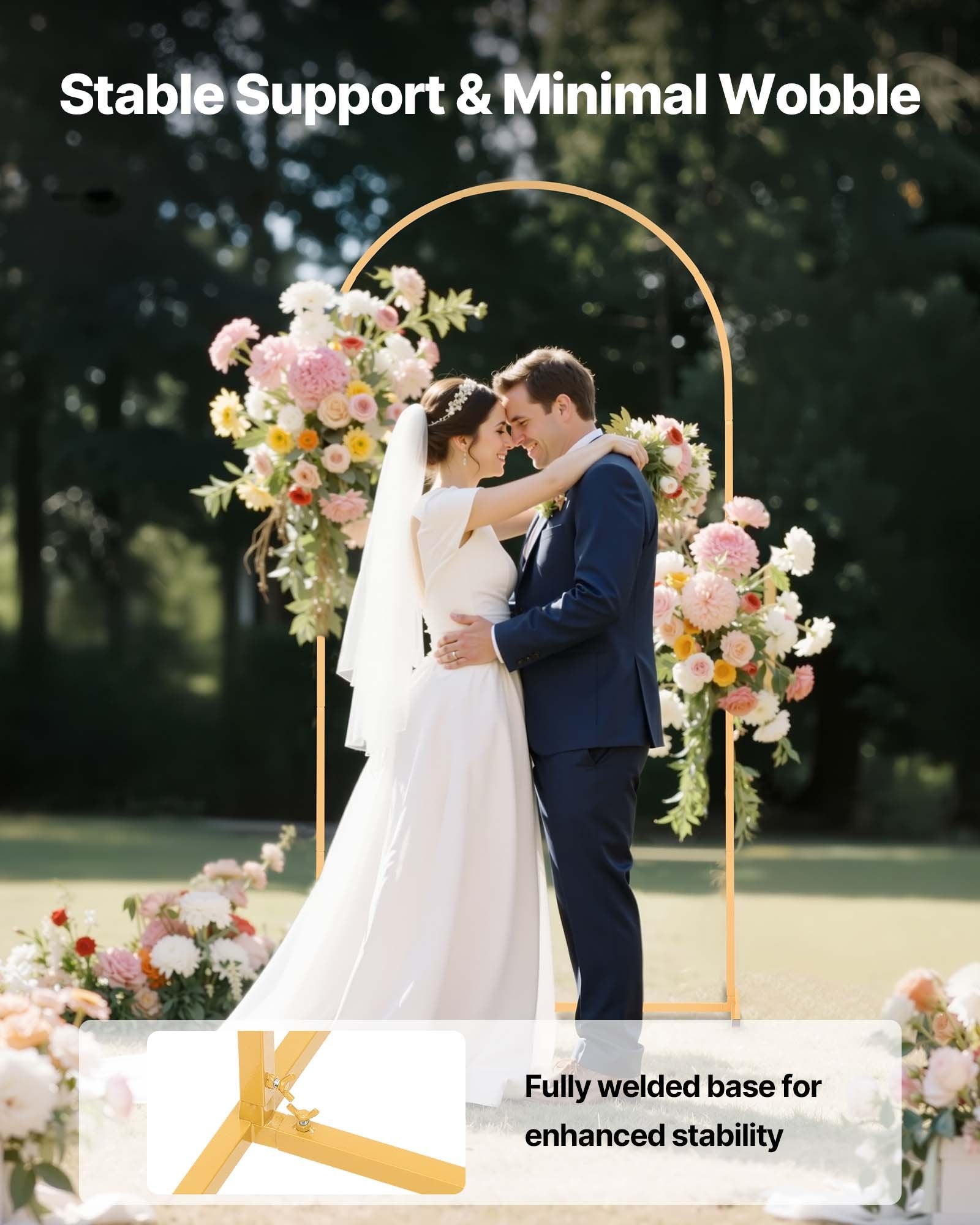 Arch Backdrop Stand, 2 x 1 m, Stable Structure, Easy Assembly, 1 Set Gold Metal Arch Backdrop Stand for V952-BYDGMJDJT66FVMQ73001V0
