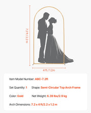 Arch Backdrop Stand, 2.2 x 1.2 m, Stable Structure, Easy Assembly, 1 Set Gold Metal Arch Backdrop Stand for V952-BYDGMJDJT72FCTPRA001V0