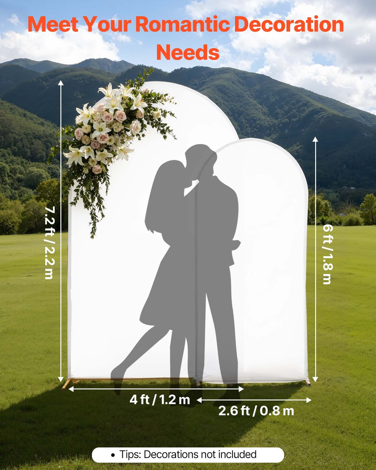Arch Backdrop Stand, Set of 2, 2.2 m and 1.8 m, Stable Structure, Easy Assembly, Gold Metal Arch Backdrop V952-BYDGMJLJTDBZ1SEAH001V0