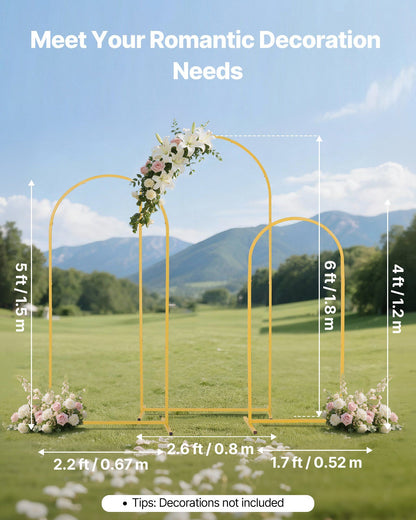 Arch Backdrop Stand, Set of 3, 1.8/1.5/1.2 m, Stable Structure, Easy Assembly, Gold Metal Arch Backdrop Stand V952-BYDGMJSJT6FTQCA1U001V0