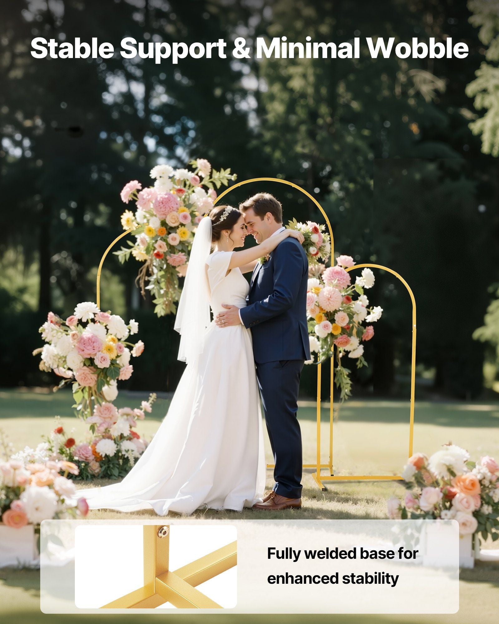 Arch Backdrop Stand, Set of 3, 1.8/1.5/1.2 m, Stable Structure, Easy Assembly, Gold Metal Arch Backdrop Stand V952-BYDGMJSJT6FTQCA1U001V0