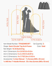 Arch Backdrop Stand, Set of 3, 1.8/1.5/1.2 m, Stable Structure, Easy Assembly, Gold Metal Arch Backdrop Stand V952-BYDGMJSJT6FTQCA1U001V0