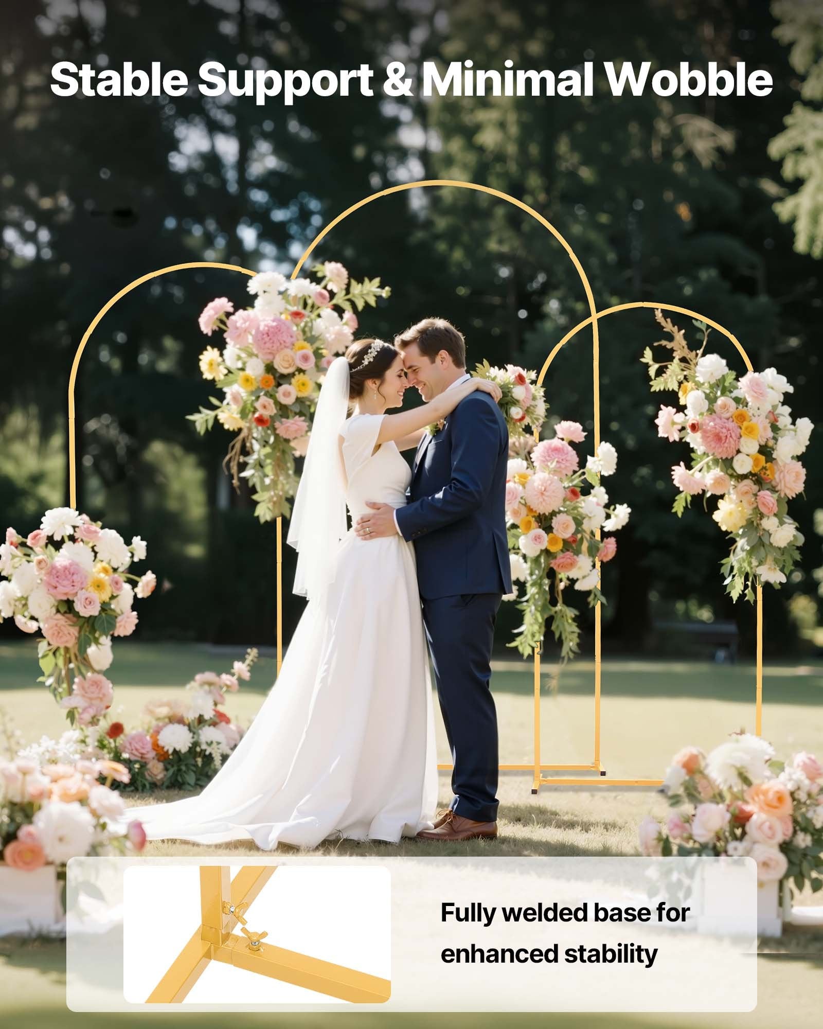 Arch Backdrop Stand, Set of 3, 2.2/2/1.8 m , Stable Structure, Easy Assembly, Gold Metal Arch Backdrop Stand V952-BYDGMJSJT72FV0MUO001V0