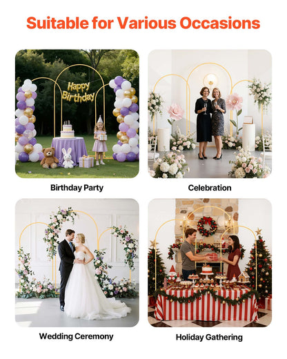 Arch Backdrop Stand, Set of 3, 2.2/2/1.8 m , Stable Structure, Easy Assembly, Gold Metal Arch Backdrop Stand V952-BYDGMJSJT72FV0MUO001V0