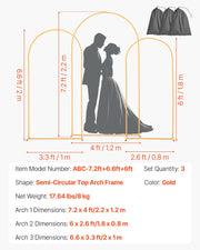 Arch Backdrop Stand, Set of 3, 2.2/2/1.8 m , Stable Structure, Easy Assembly, Gold Metal Arch Backdrop Stand V952-BYDGMJSJT72FV0MUO001V0