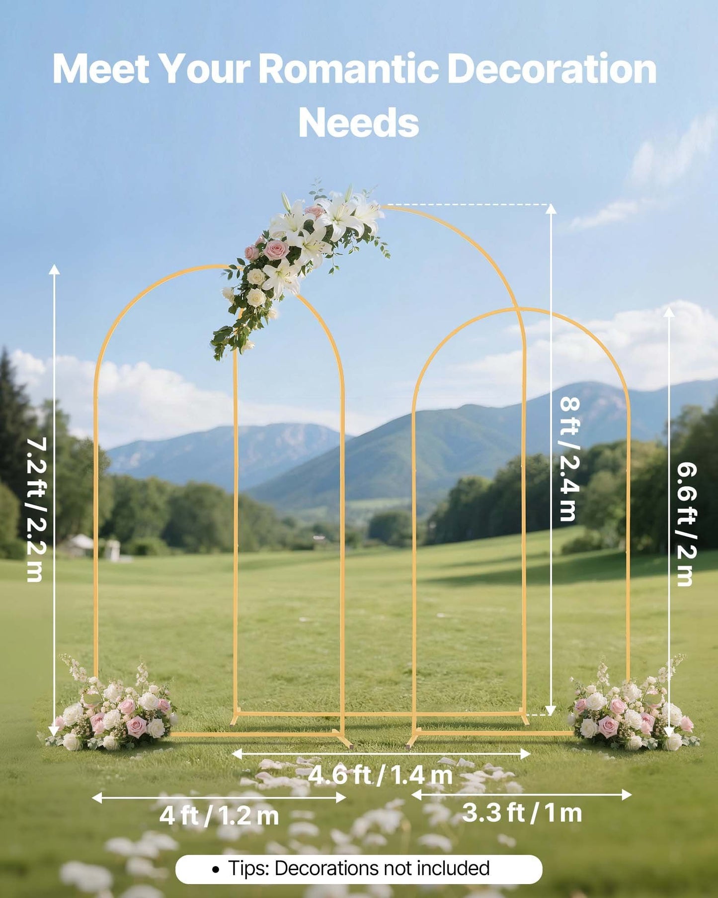 Arch Backdrop Stand, Set of 3, 2.4/2.2/2 m, Stable Structure, Easy Assembly, Gold Metal Arch Backdrop Stand V952-BYDGMJSJT8FTVMGMA001V0