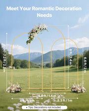 Arch Backdrop Stand, Set of 3, 2.4/2.2/2 m, Stable Structure, Easy Assembly, Gold Metal Arch Backdrop Stand V952-BYDGMJSJT8FTVMGMA001V0
