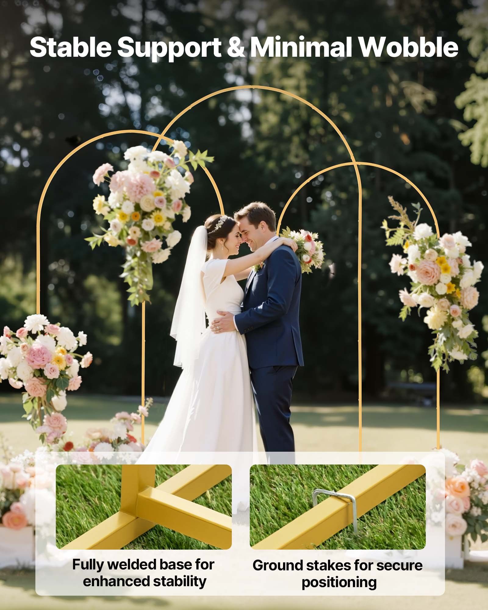 Arch Backdrop Stand, Set of 3, 2.4/2.2/2 m, Stable Structure, Easy Assembly, Gold Metal Arch Backdrop Stand V952-BYDGMJSJT8FTVMGMA001V0