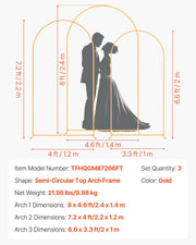 Arch Backdrop Stand, Set of 3, 2.4/2.2/2 m, Stable Structure, Easy Assembly, Gold Metal Arch Backdrop Stand V952-BYDGMJSJT8FTVMGMA001V0