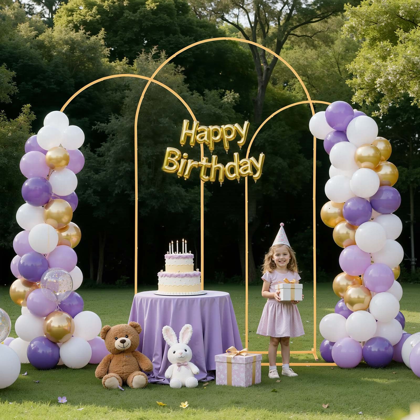 Arch Backdrop Stand, Set of 3, 2.4/2.2/2 m, Stable Structure, Easy Assembly, Gold Metal Arch Backdrop Stand V952-BYDGMJSJT8FTVMGMA001V0