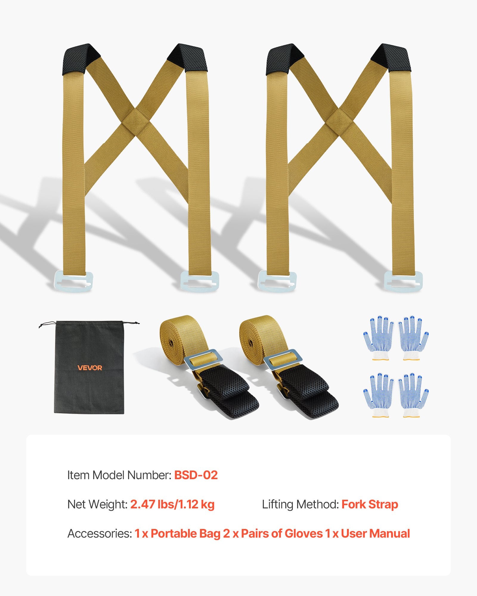 Moving Straps, Supports up to 453.6 kg, 2-Person Lifting and Moving System with 2 Harness Straps & 2 V952-BYDJKSJCX800G9Y2P001V0
