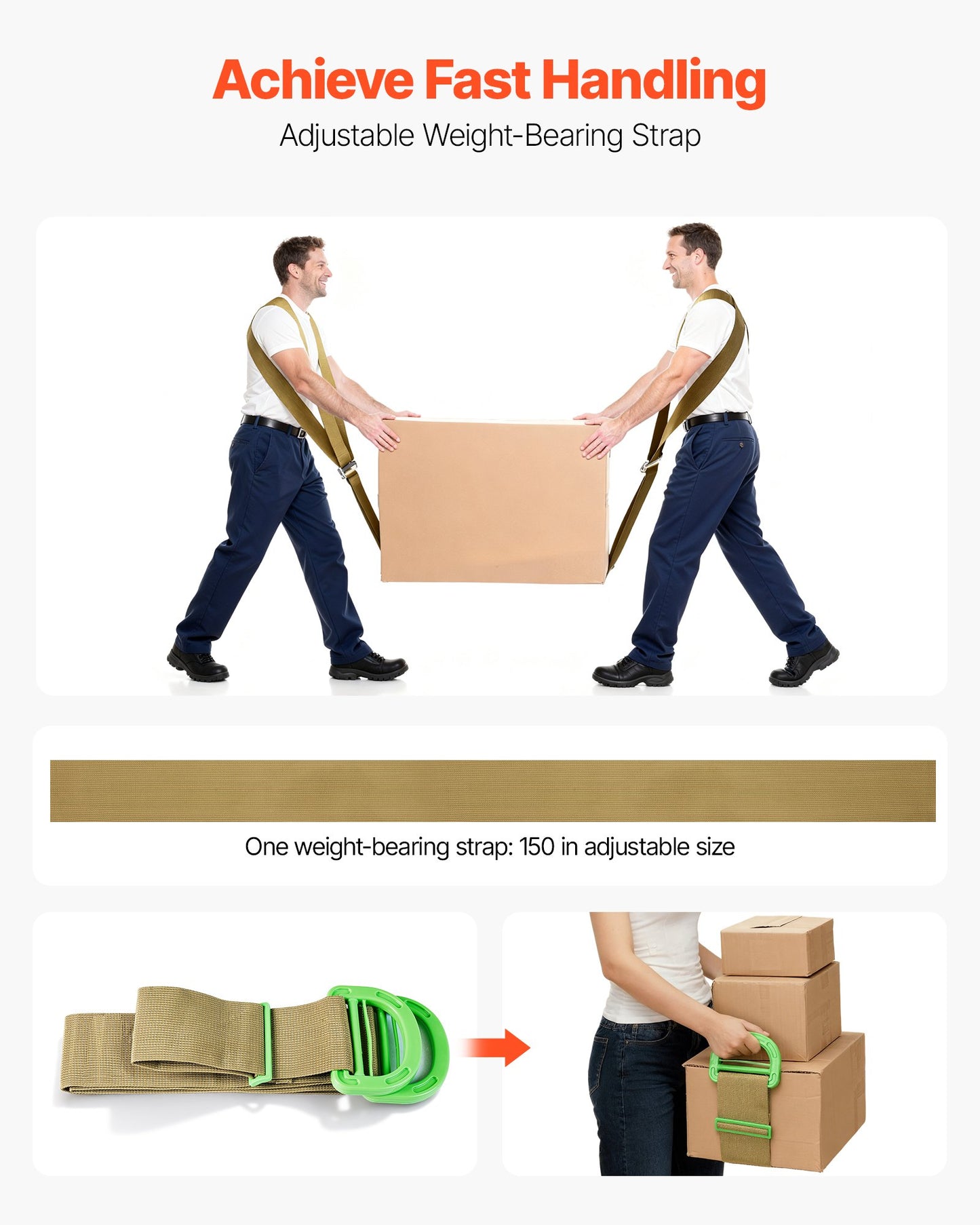 Moving Straps, 2-Person Lifting and Moving System with 2 Harness Straps, 1 Load-bearing Strap & 1 Handheld V952-BYDZHSDTX100RQ80T001V0