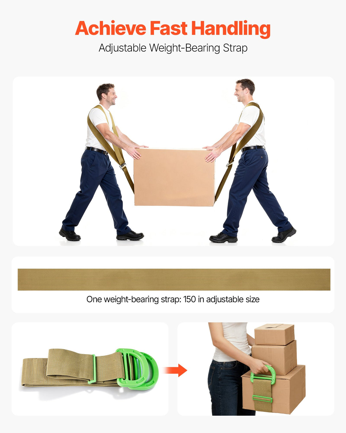Moving Straps, 2-Person Lifting and Moving System with 2 Harness Straps, 1 Load-bearing Strap & 1 Handheld V952-BYDZHSDTX100RQ80T001V0