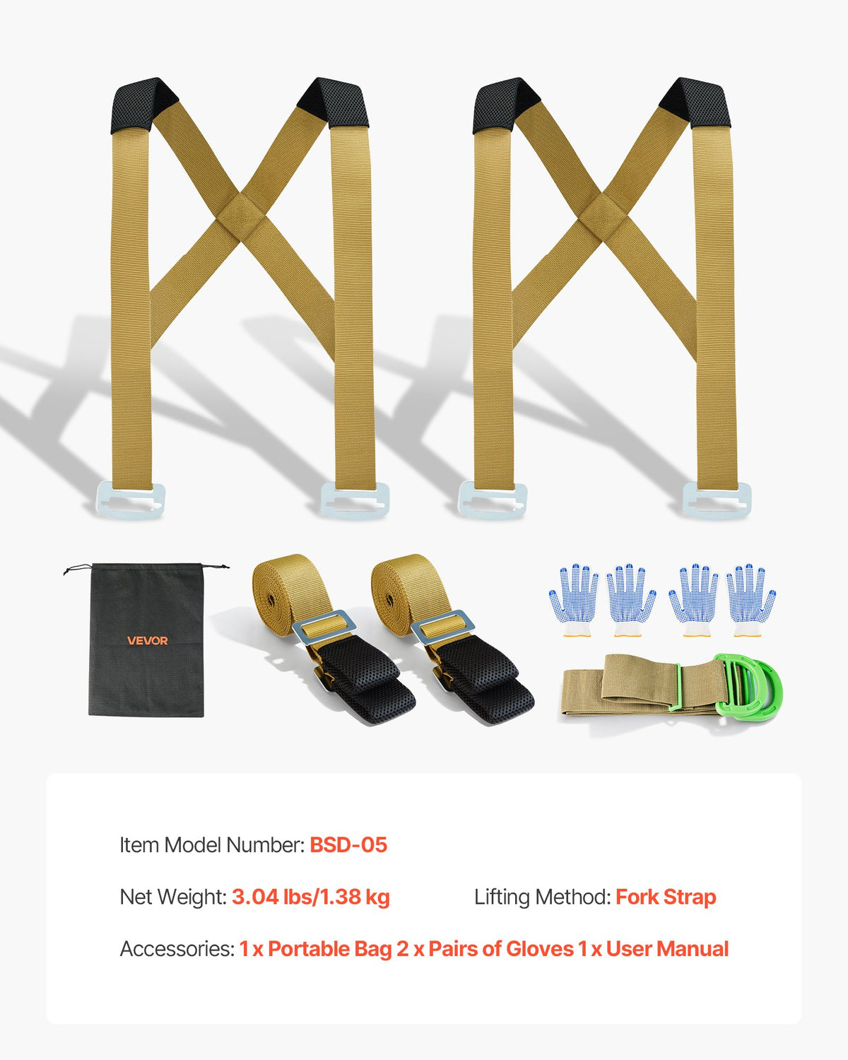 Moving Straps, 2-Person Lifting and Moving System with 2 Harness Straps, 2 Load-bearing Straps & 1 Handheld V952-BYDZHSJCX100P2GMJ001V0