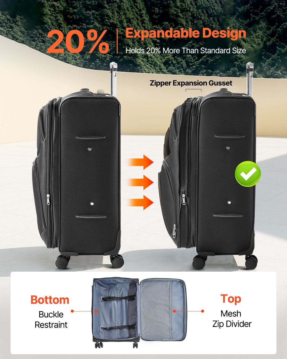 Softside Expandable Luggage with Spinner Wheels, 71 cm Softside Checked Large Luggage, Lightweight Checked V952-BYKSTXBYHS2881CTJ001V0