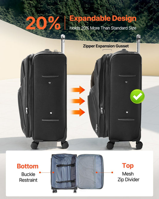 Softside Expandable Luggage with Spinner Wheels, 71 cm Softside Checked Large Luggage, Lightweight Checked V952-BYKSTXBYHS2881CTJ001V0