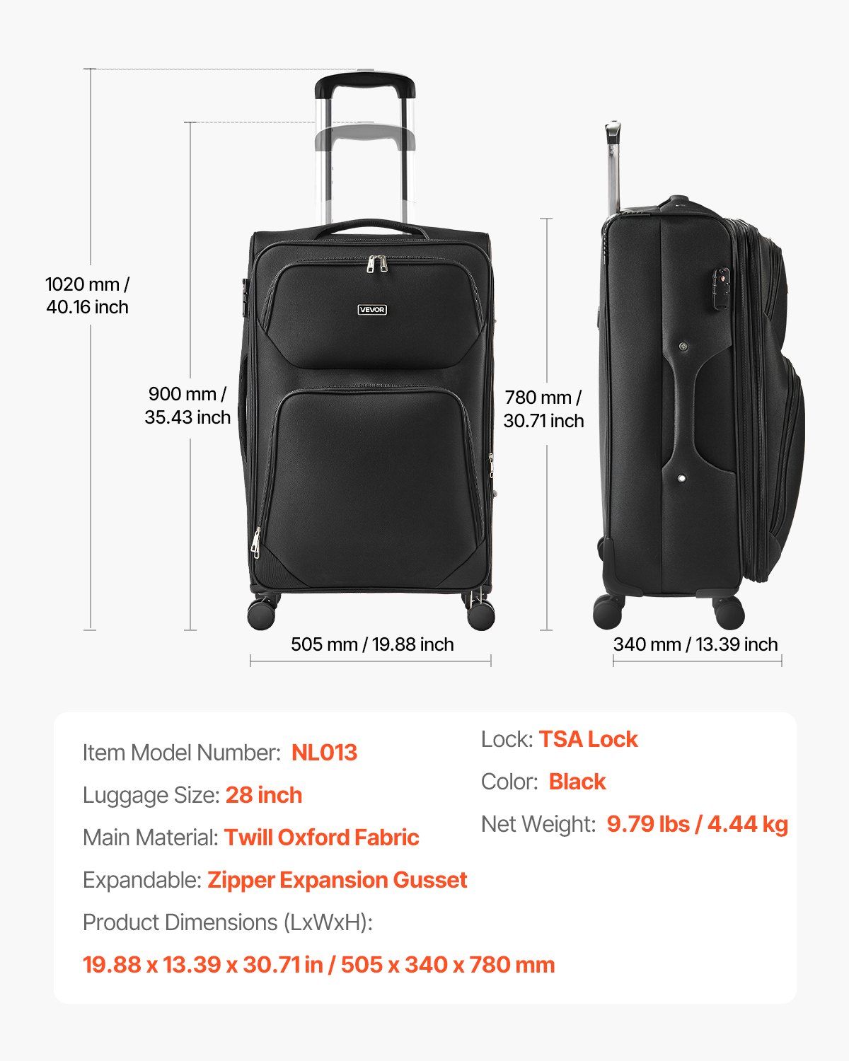Softside Expandable Luggage with Spinner Wheels, 71 cm Softside Checked Large Luggage, Lightweight Checked V952-BYKSTXBYHS2881CTJ001V0