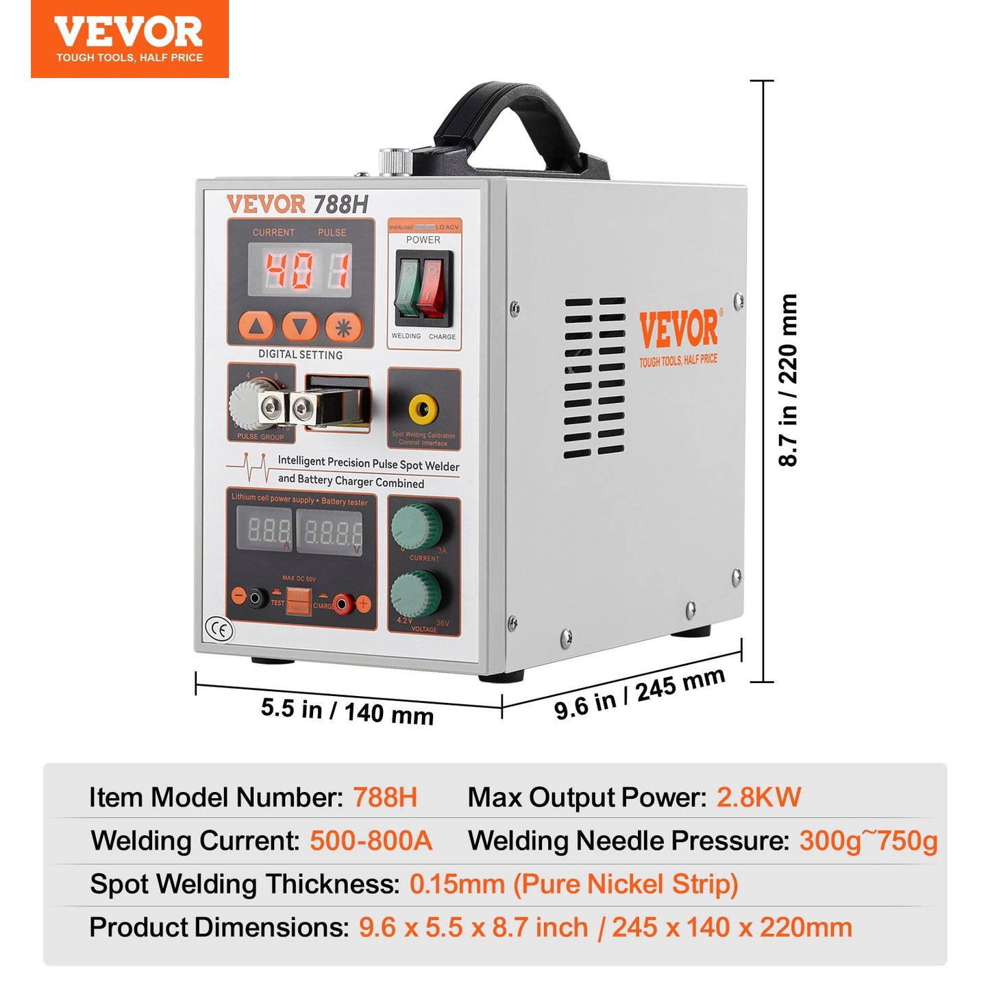 Battery Spot Welder 788H Pulse Welder & Battery Charger 2 Welding Modes V952-BYQDCDHJ015MMF7JQV3