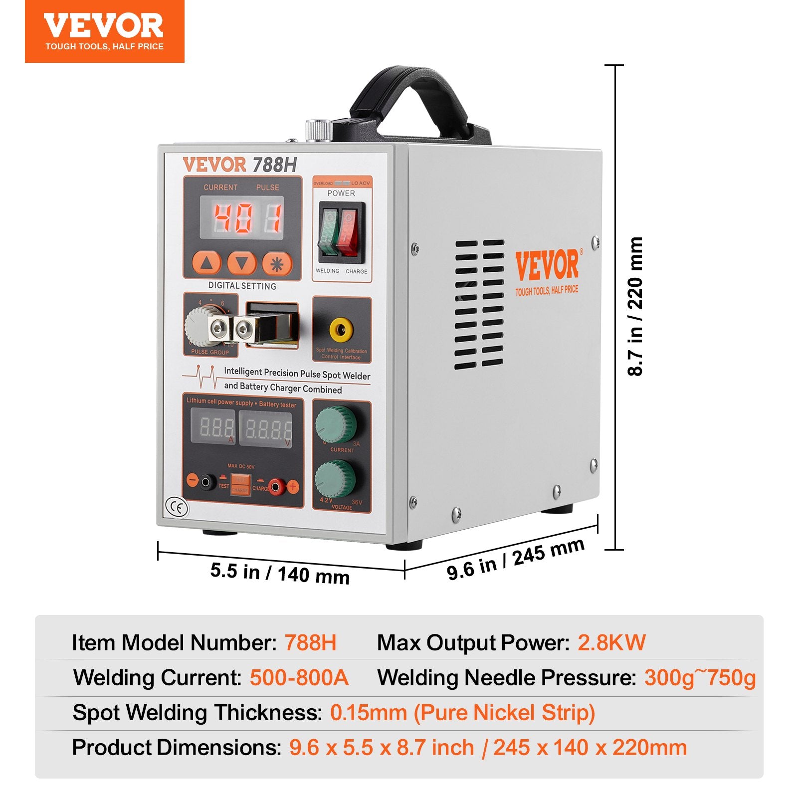 Battery Spot Welder 788H Pulse Welder & Battery Charger 2 Welding Modes V952-BYQDCDHJ015MMF7JQV3