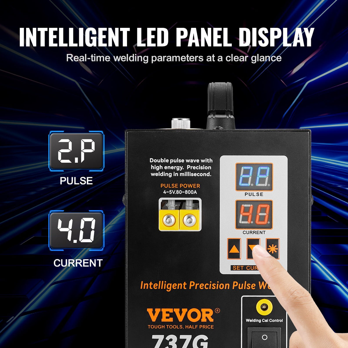 Spot Welder, 737G Pulse Spot Welder, Portable High-Power Welding Machine Soldering Station with 2 Welding V952-BYQDCDHJX012D60INV3