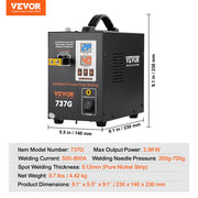 Spot Welder, 737G Pulse Spot Welder, Portable High-Power Welding Machine Soldering Station with 2 Welding V952-BYQDCDHJX012D60INV3