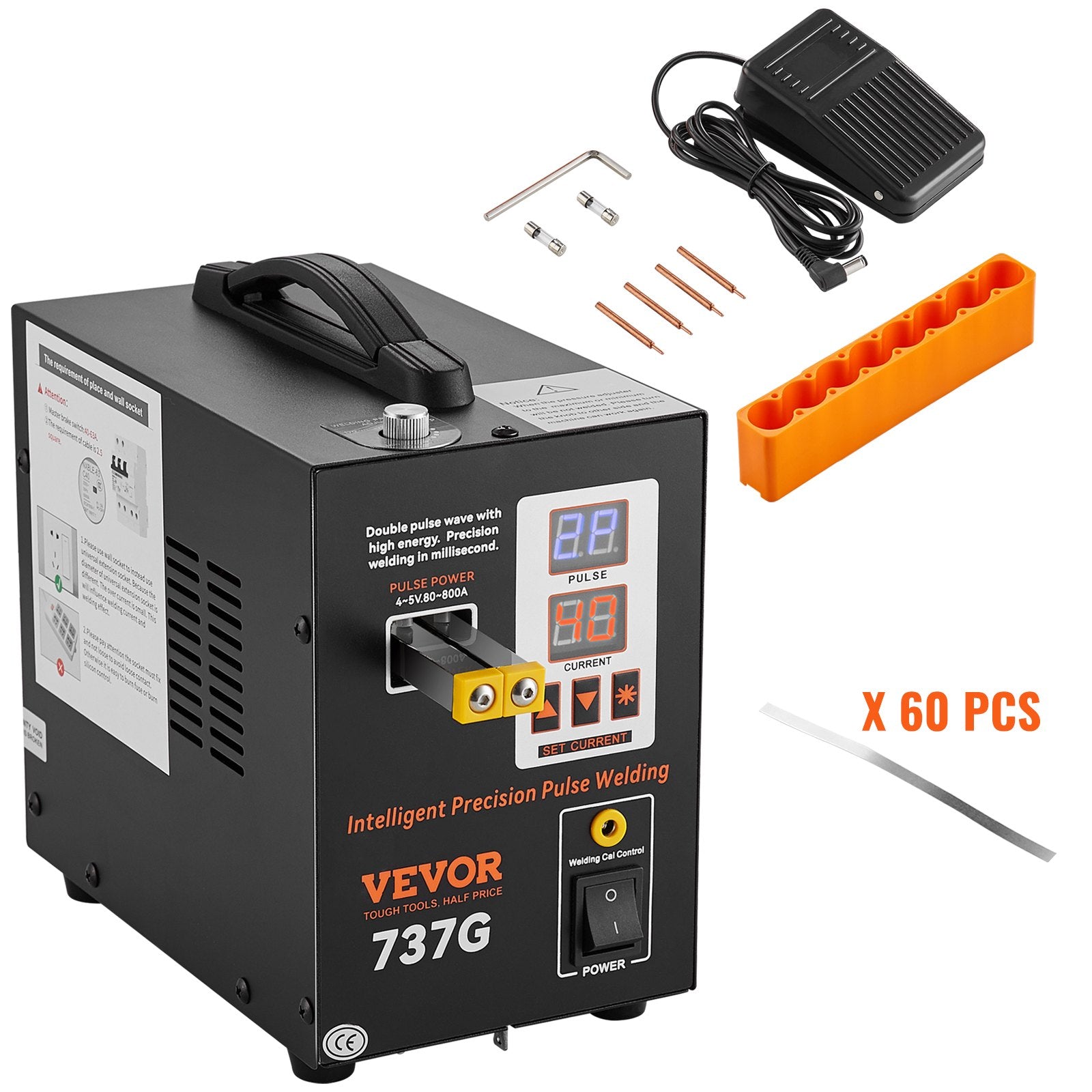 Spot Welder, 737G Pulse Spot Welder, Portable High-Power Welding Machine Soldering Station with 2 Welding V952-BYQDCDHJX012D60INV3