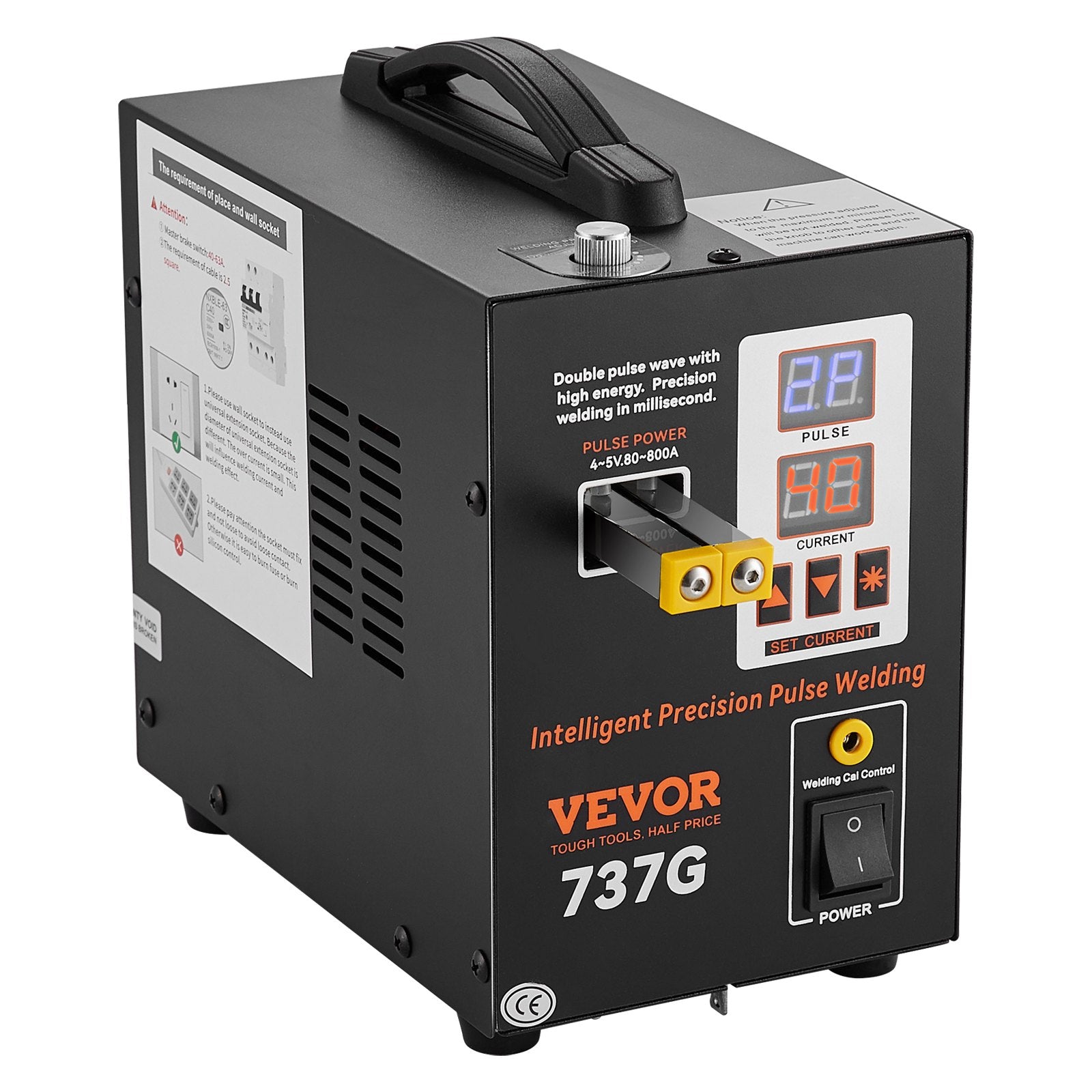 Spot Welder, 737G Pulse Spot Welder, Portable High-Power Welding Machine Soldering Station with 2 Welding V952-BYQDCDHJX012D60INV3